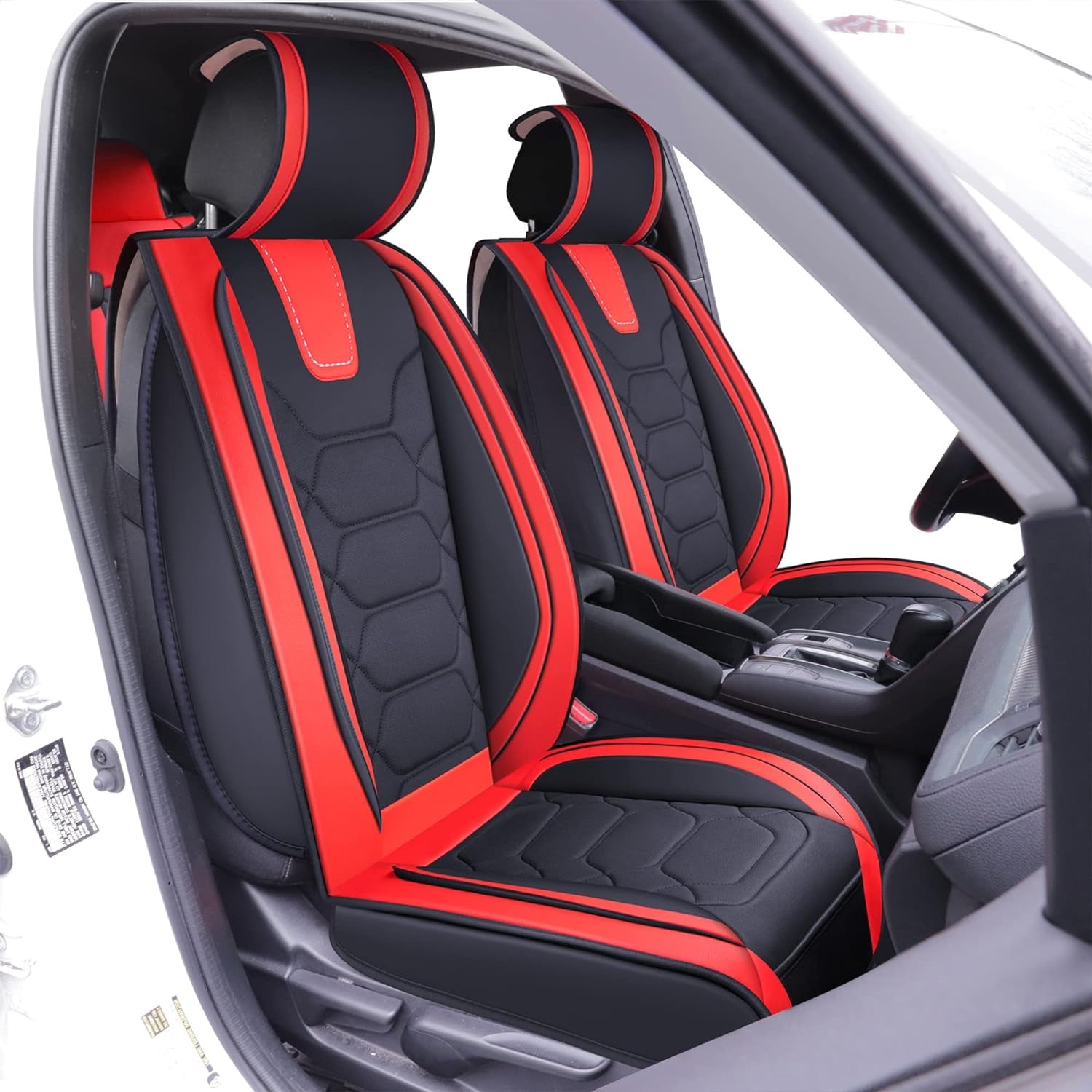 Honda Civic Accessories Seat Covers 2011-2025 Custom Fit 2/4 Door Sedan Coupe Hatchback Leather Cover Protector Cushion Exclude Si (Front Pair, Red)