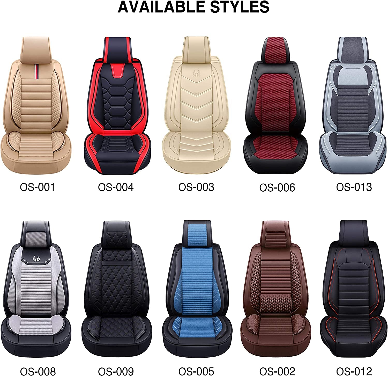 Car Seat Covers Premium Waterproof Faux Leather Cushion Universal Accessories Fit SUV Truck Sedan Automotive Vehicle Auto Interior Protector Full Set(Os-007 Brown)