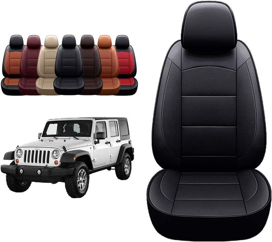 2018-2025 Wrangler JL 4 Door Custom Leather Seat Covers (W/O Rear Cup Holder, Black)