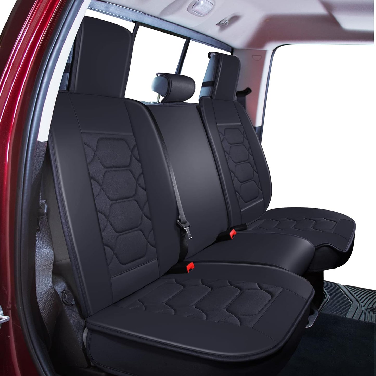 Dodge Ram Accessories Seat Covers 2009-2025 Custom Fit Leather Truck Cover Protector Cushion 1500-2500-3500 Crew Double Super Extended Cab(Sport Full Set, Black)