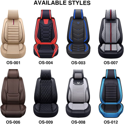 Car Seat Covers Premium Waterproof Faux Leather Cushion Universal Accessories Fit SUV Truck Sedan Automotive Vehicle Auto Interior Protector Front Pair (OS-001 Burgundy)